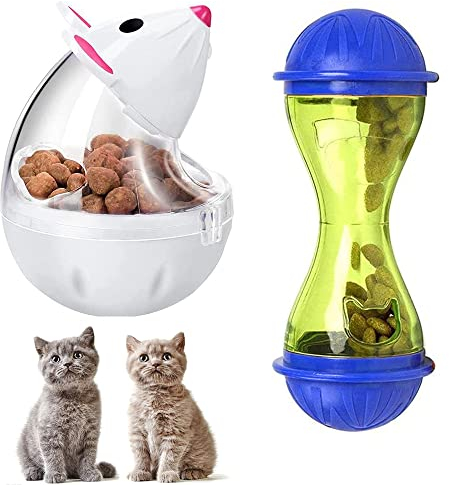 Kalsey 2 Piezas Alimentadores Interactivos Comida Gatos, Bola Alimentación Mascotas, Dispensador de Comida para Gatos, Bolas de Pelota Dispensadora de Comida para Perros y Gatos
