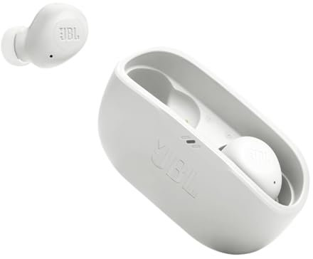 JBL Vibe Buds - True Wireless Earbuds, Smart Ambient, VoiceAware, Up to 32 total hours of battery life with speed charging, Water and dust resistant, JBL Deep Bass Sound (White)