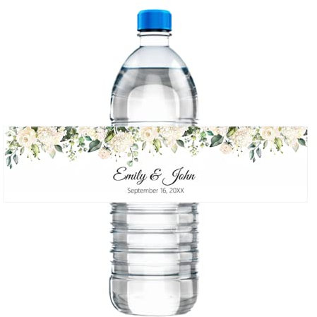 Étiquettes de bouteille d'eau de mariage vertes imprimées imprimables-étiquettes de bouteille d'eau personnalisées vertes et blanches, bouteille d'eau personnalisée (D)