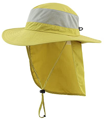 Decentron Outdoor UPF50+ Mesh Sun Hat Wide Brim Fishing Hat with Neck Flap (Kelly)