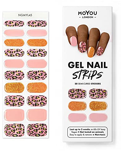 MOYOU LONDON Semi Cured Gel Nail Strips - 20 Pcs. Nail Wraps for Salon-Quality Manicure - Works with Any UV Lamp - Easy to Apply, Trim, & Remove Gel Stickers