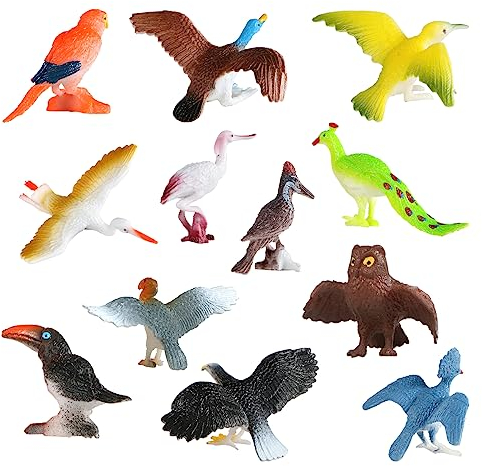 WANGCL 12 Stück Mini-Vogel-Figuren, Miniatur-Vögel, Spielset für Kinder, Lernspielzeug für Feengarten, Heimdekoration