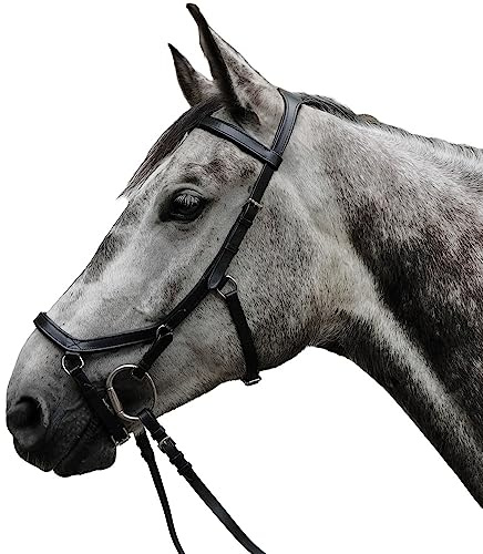 Brama West Trensenzaum Anatomic Pferde-Trense aus Rindsleder anatomisch ohne Strasssteinen, Gr. Cob