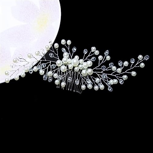 Brautkrone, Haarschmuck, Tiaras, Hochzeitskleid-Accessoires, Brautkrone, Braut-Hochzeits-Haarschmuck, Braut-Kristallperlen-Blumen-Stirnband, handgefertigte Haarband-Perlen (Größe: C2-22 x 6,5 cm) ( Si