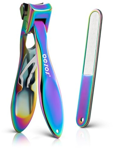 BEZOX Nail Clippers -Large Toenail Clippers for Thick Nails with 17mm Wide Jaw Opening with Nail File, Sharp Curved Blade Finger Nail Clippers, Heavy Duty Nail Cutter Trimmer for Men Seniors