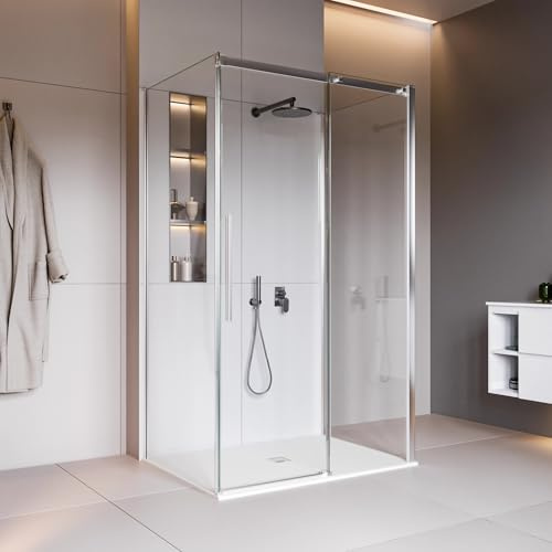 Dreiseitige Duschkabine mit fester Wand 8 mm H200 Antikalk TARGET - 90x120x90