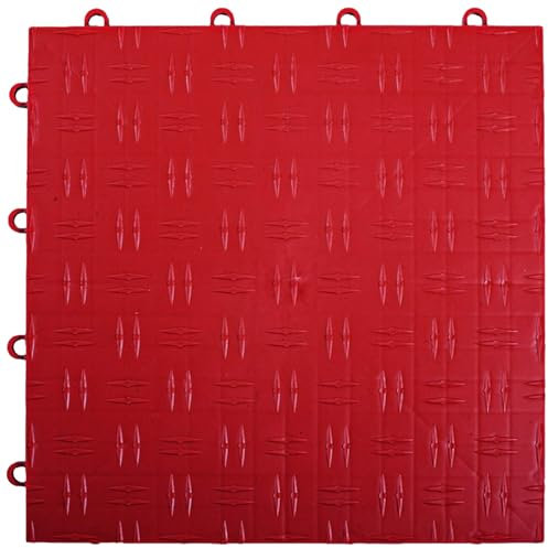 VEVOR Juego de 25 accesorios para suelo de garaje, 305 x 305 x 13,4 mm, suelo industrial, antideslizante, doble cara, para garajes, sótanos, talleres de reparación, color rojo