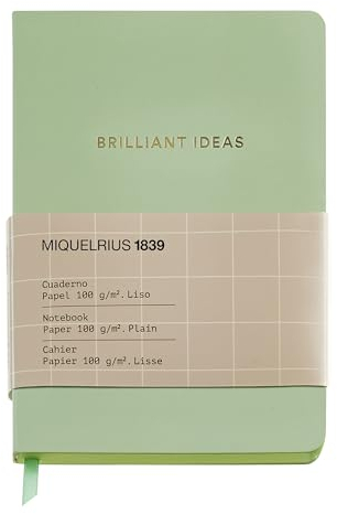 Miquelrius Cahier A6 (105 x 148 mm), ligné intérieur lisse, 64 feuilles blanches 100 g/m², couverture en carton doublé, couleur verte