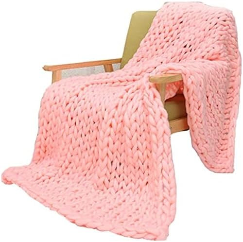 BBPM Plaid Tricot Grosse Maille Plaid Grosse Maille Couverture TricotéE Douce Couverture en Tricot Grosse Maille Fait à La Main Chaud Doux Confortable éPais Fil Tricoté,Rose,50x50cm/19x19in