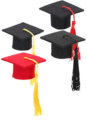 Ciieeo 4pcs Mini Graduation Cap Bottle Toppers Doctor's Hat Decorations for Wine Bottles