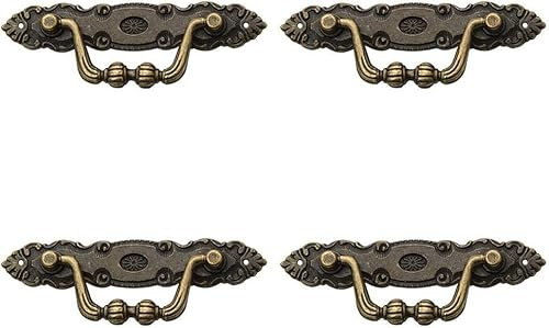 ECOLFE antiguo cajón del gabinete maneja, 4 Uds. Tiradores de anillo for muebles antiguos de aleación de Zinc, manija, armario de cocina, caja de regalo, anillo for tirar del cajón del armario