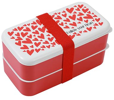I-TOTAL® - Lunchbox mit zwei Etagen und Besteck, mit Ventil (FOLLOW YOUR HEART)