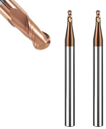 ASNOMY 2 Stück VHM Radiusfräser Kugelkopffräser - Ø2mm, AlTiN Beschichtung HRC 55, Hartmetall-Kugelkopffräser, 2 Zähne CNC-Gravierfräser für Metall