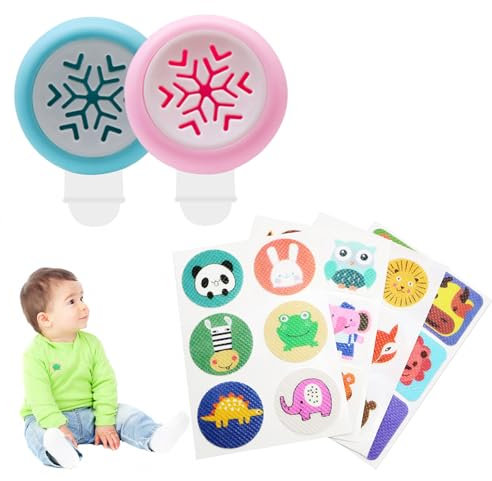 Mückenschutz Set,2pcs Anti Mücken Clip,24pcs Mückenpflaster,Moskito Patch,Pflanzlich Moskito Insektenschutz,Anti Mücken für Kinder und Erwachsene Outdoor,Camping,Sport