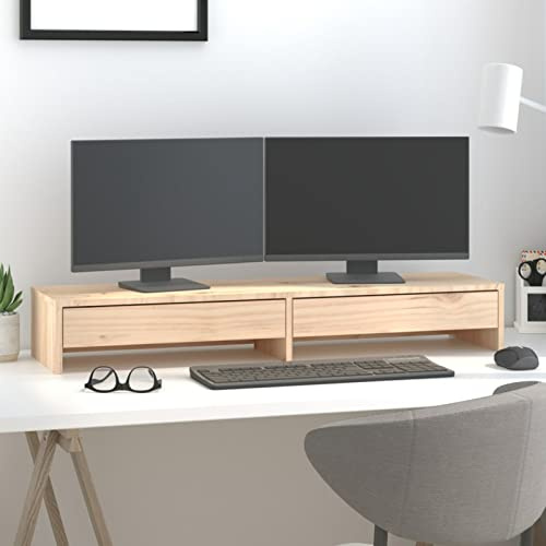 Tidyard Monitor Stand 100x27x15 cm Solid Wood Pine Model813959