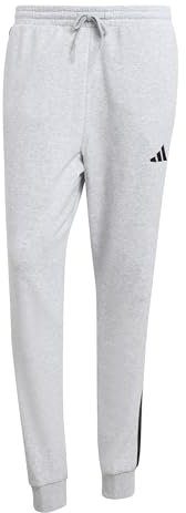 adidas Herren Essential Three Stripes French Terry Pant, Light Grey Heather/Black, M