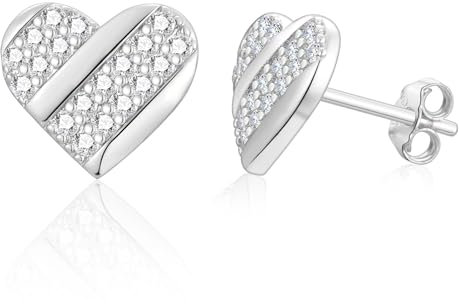 Damen Ohrstecker Silber 925 Ohrringe mit Zirkonia für Frauen Mädchen, 1 Paar Herz Ohrringe Silber Zierliche Knorpel Tragus Helix