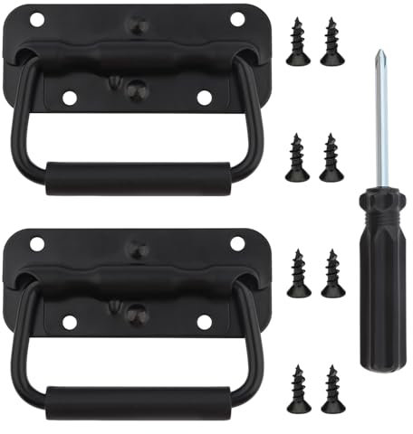 2 Stück Kistengriff, Klappgriffe für Kisten 100 mm, Kistengriffe Klappbar, Box Griffe Schwarz, Tragegriff, Griff Kiste Gefedert, Hardware Boxen Griff, für Toolbox, Campingkoffer, Aufbewahrungsboxen