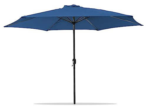 Acomoda Textil – Sombrilla de Jardín con Forro Anti UV. Parasol de Aluminio con Manivela, Toldo Octogonal Ø 3 M para Patios y Terrazas 244 x 300cm. (Azul)