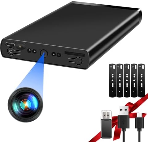 Nisanmoon Mini Kamera 2 in 1 Powerbank Kamera mit 10000mAh Akku, HD 1080p Powerbank Mini Kamera, Kleine Videokamera Unterstützung Schwerkraft Sensing, Bewegungserkennung und 50 Stunden Loop-Aufnahme