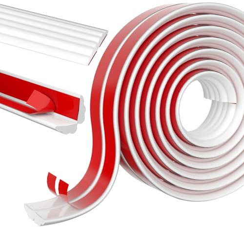 Selbstklebend Kantenschutz Leisten – Flexible Weichsockelleiste für Türen, Fenster, Wände, Küche, Fliesen – 20Ft Wasserdichte Rolle, Einfach Schneidbar, Ideal für Heimwerker und Renovierungen