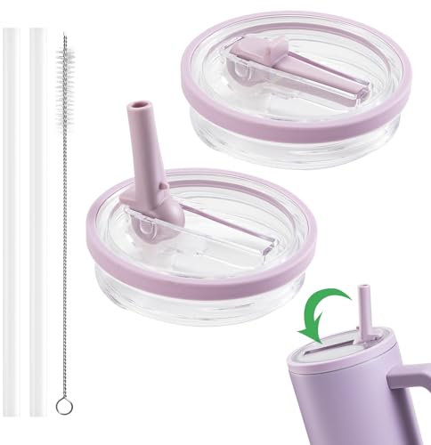 2 tapas de repuesto para vasos de 40 oz para accesorios Stanley, reutilizables, a prueba de fugas, tapa a prueba de vuelco, taza con tapa de repuesto, accesorios Stanley Cup Tapa de repuesto (morado)