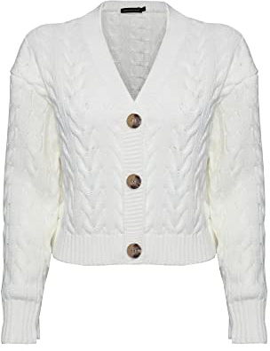 Generation Fashion New Ladies Women Knitted Long Sleeve Button Down Cable Knit Cardigans Crop Top Sweater Jumper