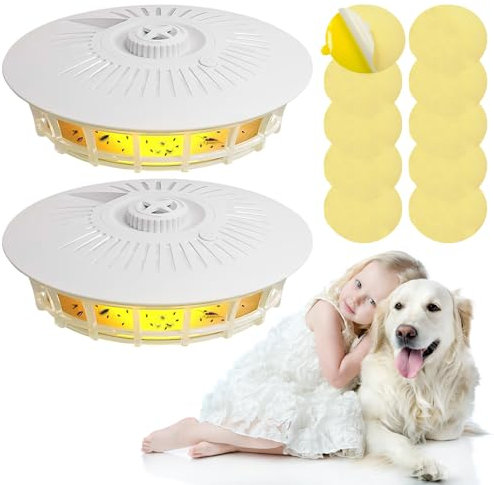 IXYHKB 2 PCS Flohfalle für Wohnung,LED Flohlichtfalle, Falle für Flöhe mit 10 Sticker, Flohfallen Floh Läuse Testsieger Flohlampenfallen für Wohnzimmer Schlafzimmer Kinderzimmer Küche