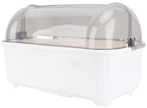 Escurridor de Platos con Tapa, Organizador de Plástico Extra Grande para Secador de Botellas para Elementos Esenciales de Encimera de Cocina (Blancos)