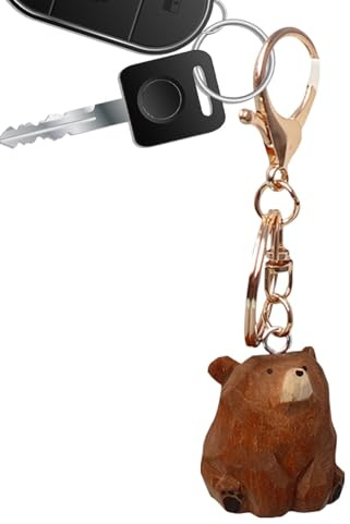 Generico Keeychain Holzbär Figur Handgemachte geschnitzte Bär aus Holz | Rucksack Anhänger für Schultaschen für Bär Spielzeug für weibliche Frauen