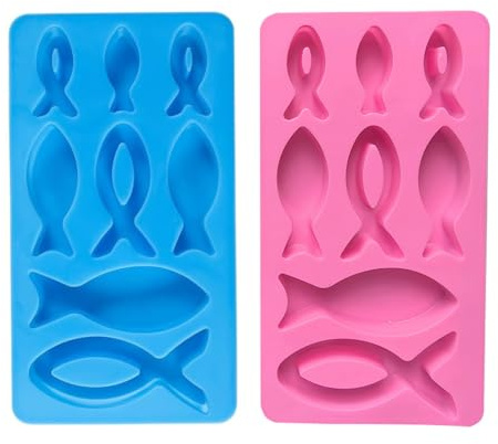 CUEMOON 2 Stück Silikonform Fisch, Silikon-Fischform für Schokolade für Schokolade, EIS, Kuchen, Pudding, Seife, Taufe Konfirmation Deko