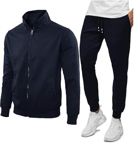 N+1 Tuta Uomo Completa Estiva Casual Giacca con Cerniera Pantaloni M L XL XXL 3XL 4XL