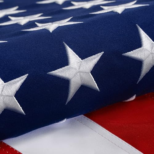 Amerikanische Flagge aus Baumwolle, 90 x 152 cm, sehr langlebig für außen, reißfester Stoff, bestickte Sterne, Messingösen, perfekt für den Außenbereich, US-Flagge, zeigen Sie Ihren Patriotismus mit