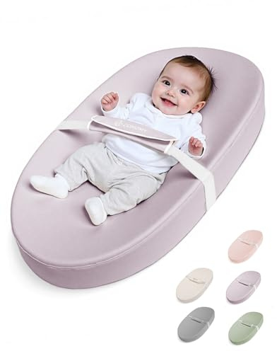 COMOMY Veganes Leder Wickelauflage 80x40cm | Wasserdicht & Abwaschbar Wickelunterlage mit Sicherheitsgurt & Anti-Rutsch-Design | Weiche Leichte Wickelmatte (Lila)