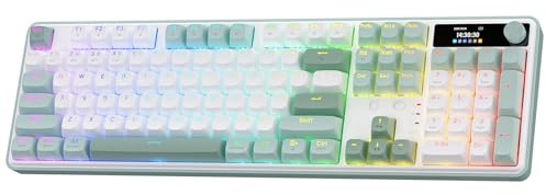 Redragon K761 Gasket Mechanische Gaming Tastatur Display Knopf 104 Tasten | 1,14 Zoll TFT Info Display 5 Lagen Geräuschdämpfung Linear Schalter Jade Cloud Farbe Einfachsteuerung