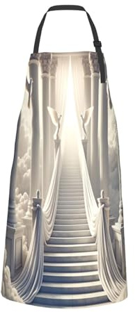 TAEIZLO Angelic Columns And Clouds Adjustable Chef Apron For Men & Women With Pockets, Unisex Bib Apron For Kitchen Cooking, Bbq, Grill & Baking, 33 L X 28 W