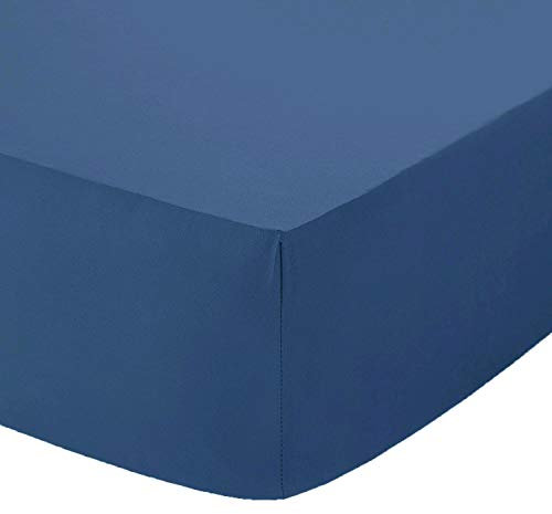 AmigoZone Extra Deep 16 (40cm) Fitted Bed Sheets - Non Iron Percale Quality For Thick MATTRESS - Single, Double, King & Super King (Super king, Mid Blue)