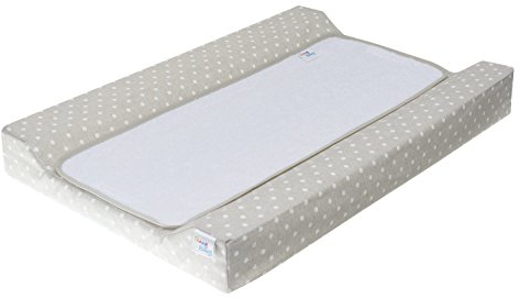 Funny Baby - Colchón Cambiador Bebé 48x70 cm | Impermeable, Desenfundable, Ergonómico y Seguro - Incluye una Toalla de Rizo de Algodón | Topos