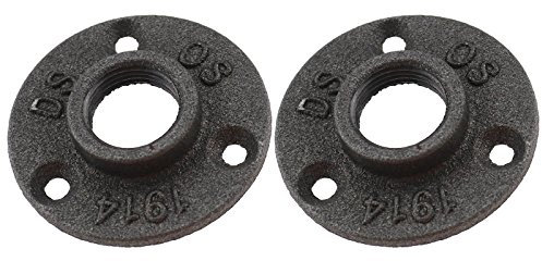 Create idea Bride de Plancher Bride Fonte Support Étagère Mural Rétro 3/4'' Fer malléable 3 Trous Déco Tuyau Sol Plancher Mur Raccord Plomberie