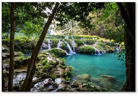Postereck - 1218 - Wasserfall, See Wald Natur Landschaft Wasser - Wandposter Fotoposter Bilder Wandbild Wandbilder - Poster - DIN A4-21,0 cm x 29,7 cm