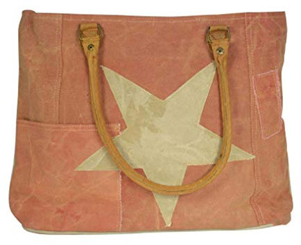 Colmore Canvas Tasche STAR mit Tragegriffen, Leder, Baumwolle - Handtasche Damen