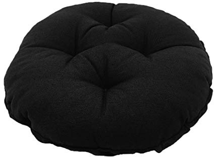 Levoberg Hocker bezug Schwarz, Sitzkissen rund, Hockerbezug rund Stretch aus Leinen, Memory Foam Kissenbezug, Dicke 7cm, rund Bar Bezug Durchmesser 35cm