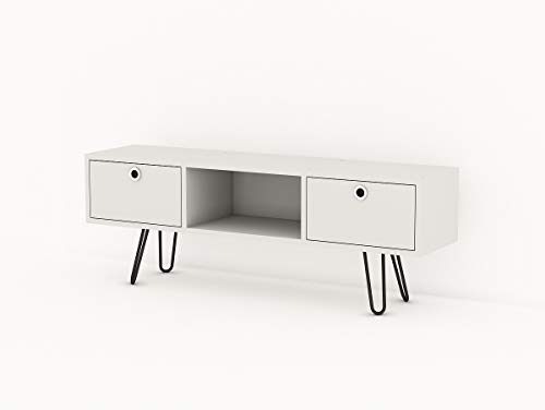 moebel17 4941 Moda TV Board Lowboard Fernsehtisch Fernsehschrank Sideboard Schrank Tisch für Wohnzimmer, Weiß, mit 2 Türen, 120 x 43 x 29 cm