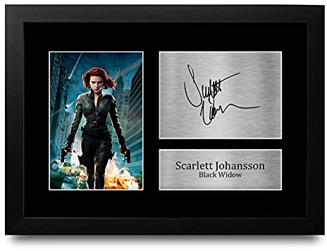 HWC Trading Scarlett Johansson A4 Gerahmte Signiert Gedruckt Autogramme Bild Druck-Fotoanzeige Geschenk Für Black Widow The Avengers Filmfans