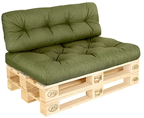 Pillows24 – Palettenkissen – 2-teiliges Set | Palettenauflage für Palettensofa | Sitz- und Rückenkissen für Europaletten | Palettenmöbel Indoor & Outdoor, UV-beständig | Made in EU | Grün