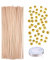Super Idee 50stk. Holzstäbe Glücksstäbe 30cm+50stk. goldenen Glöckchen+5 Meter Elastikband für DIY Wedding Wands Hochzeit Geburtstag Party Perfekt zum Basteln