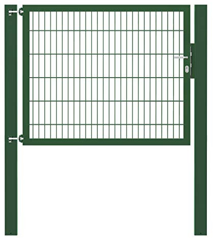 Alberts 635619 Einzeltor Flexo Plus mit Zubehör | verschiedene Breiten und Höhen | Pfostenstärke 100 x 100 mm | grün | Breite 150 cm | Höhe 120 cm