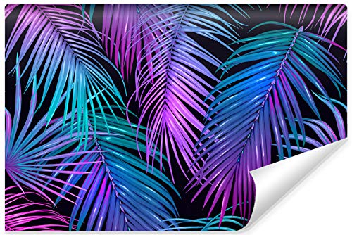 Muralo Vlies Fototapete 270 x 180 Neon Blätter Natur Tapete Pflanzen Flora Dschungel Exotik Wohnzimmer Schlafzimmer Wandbilder XXL Wand Br. 270 cm x Hö. 180 cm