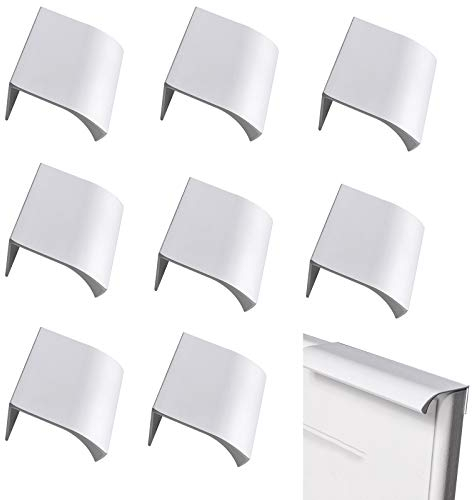 LEZED Poignee de Meuble Cuisine Alliage d'aluminium Poignées de Tiroir en Nickel Brossé Boutons de Portes pour Placards Argent Poignée d’Armoire Meuble Tiroir Installation Cachée 8 Pièces (120mm)