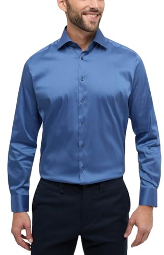 ETERNA Modern Fit Performence Hemd Langarm New Kent Stretch Rauchblau Größe 46